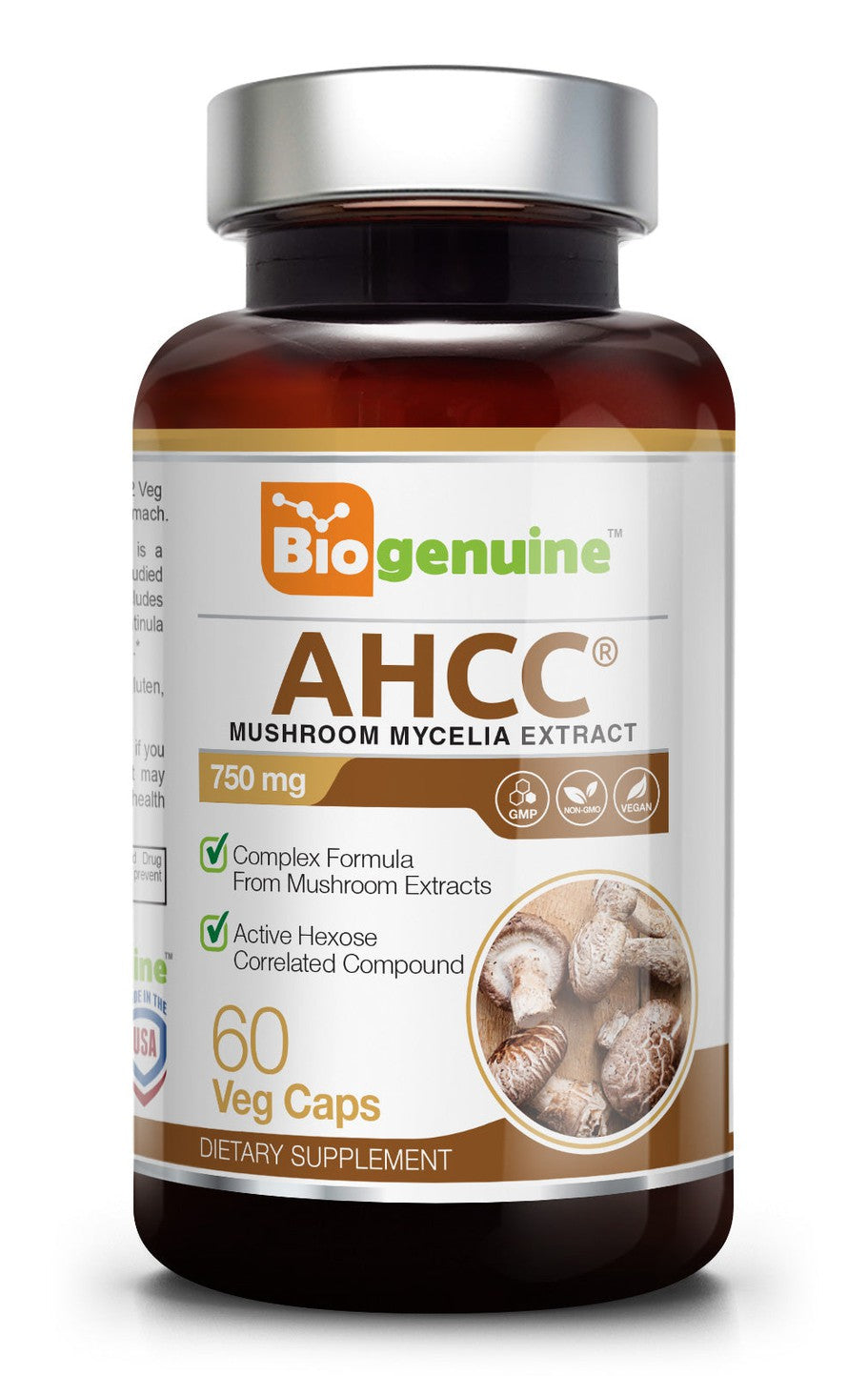 AHCC Mushroom Mycelia Extract 750 mg 60 Veg Caps