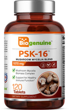 Load image into Gallery viewer, Biogenuine PSK 16 Natural Mushroom Blend 1070 mg 120 Tablets
